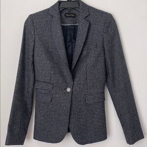 Massimo Dutti Tailored Houndstooth Blazer - Black & Gray